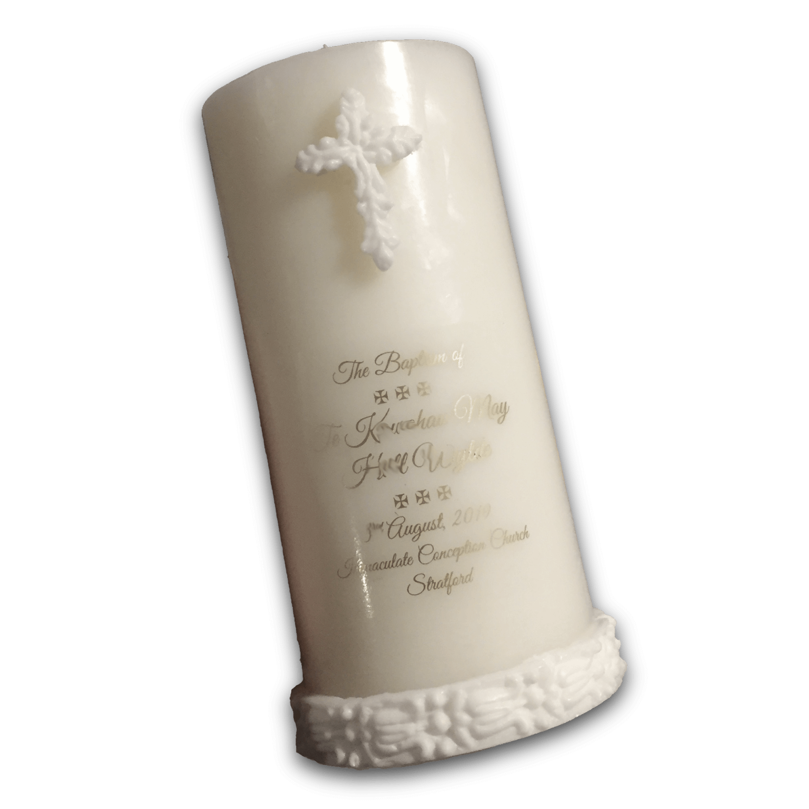 Personalised Pillar Candles Wax Decoration Paraffin Church Candles